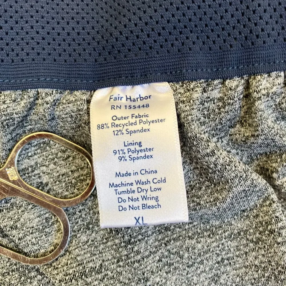 Fair Harbor Mens Sz XL Swim Trunks Built-in Shorts The Ozone Dark Denim Tiger